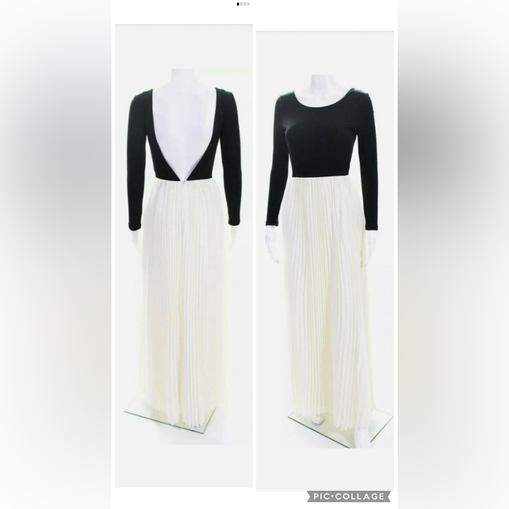 KNT By Kova And T Accordion Pleat Gown in Black & White NWT Medium